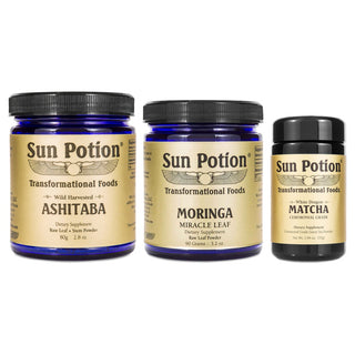 Green Vitality Trio - Ashitaba, Moringa and White Dragon Matcha - Sun Potion